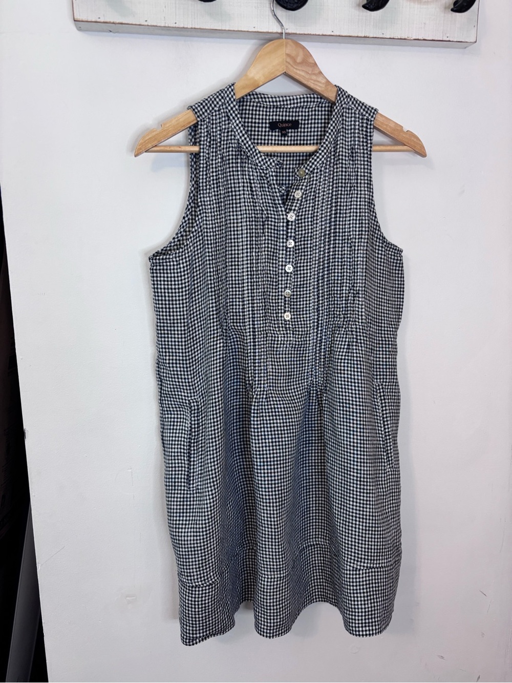 Quince European Linen Black and White Gingham Swing Dress - Picture 2 of 9